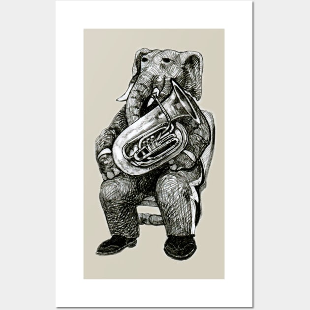 Carnival Animals - Elephant on Tuba Wall Art by SSBDguy75